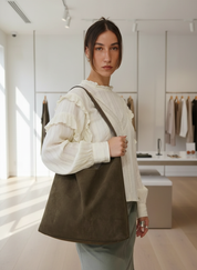 Hobo tas donkergroen canvas front view