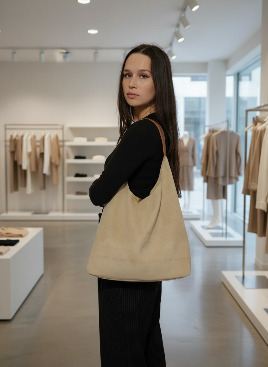 Hobo tas beige canvas front view