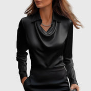 Silk blouse black front view