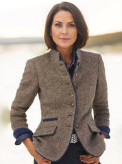 Multi-button Color Matching Women's Woolen Jacket
