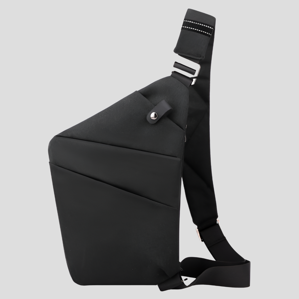 Black anti-theft sling bag front view