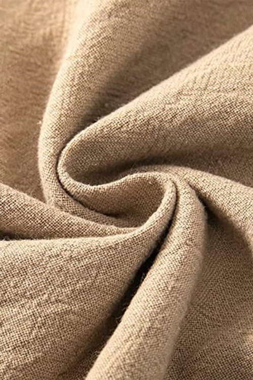 Zomerbroek katoen-linnen beige textuur detail