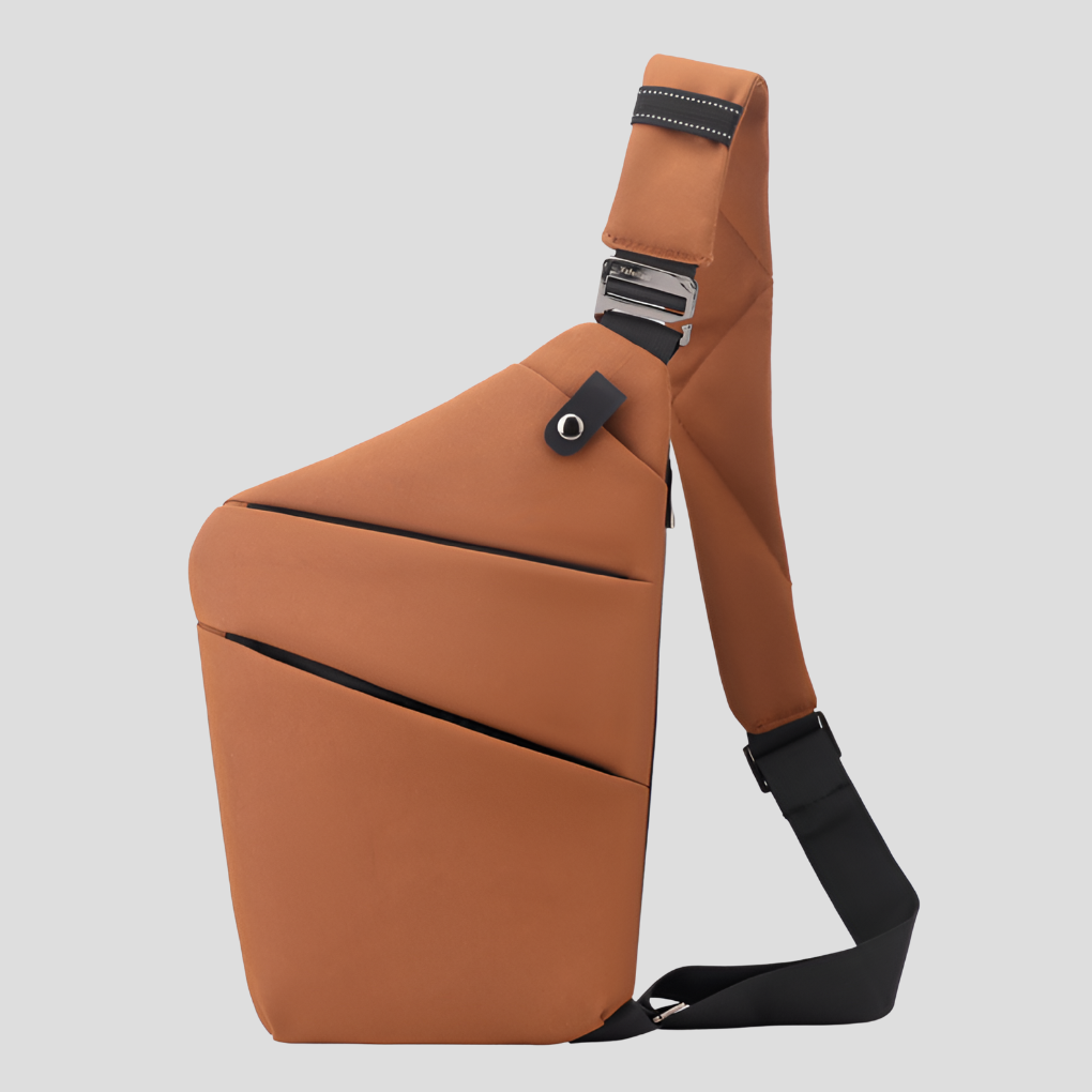 Orange anti-theft sling bag front view