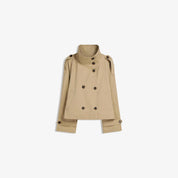 Stand Collar Temperament Commute Double Breasted Waist-controlled Lace-up Short Trench Coat