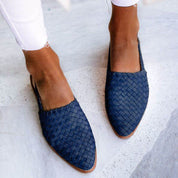 Slingbacks blauw gevlochten textuur vooraanzicht
