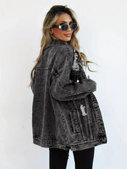 Dames spijkerjas zwart denim oversized achterzijde