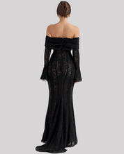 Maxi jurk van kant zwart rugzijde