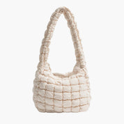 Quilted hobo bag cream front view
