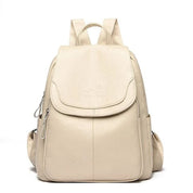 Leren rugzak beige front view