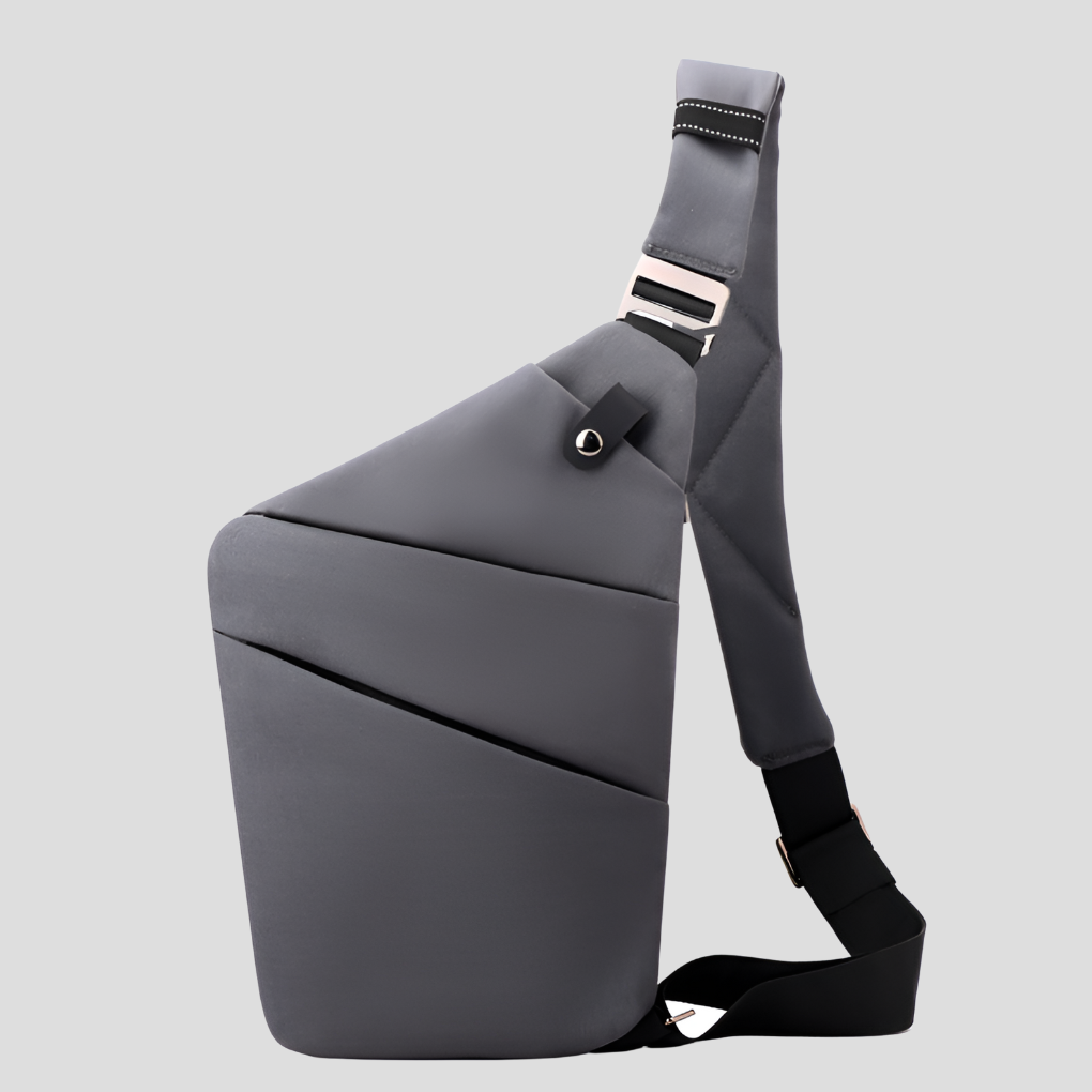 Gray anti-theft sling bag front view