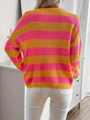 Gestreep trui oranje-roze rugzijde