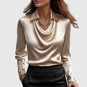Silk blouse beige front view