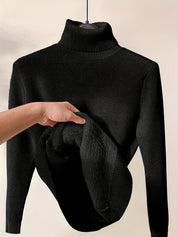 Trui zwart gebreid turtle neck detail shot