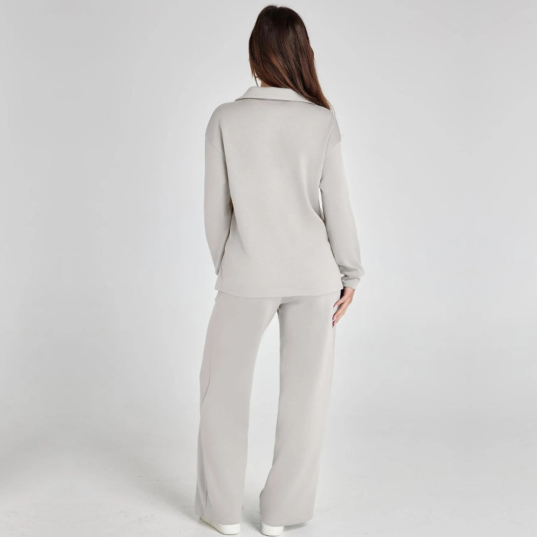 Light gray lounge set back view