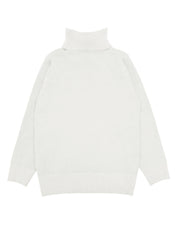 Wit gebreid trui met turtle neck en lange mouwen