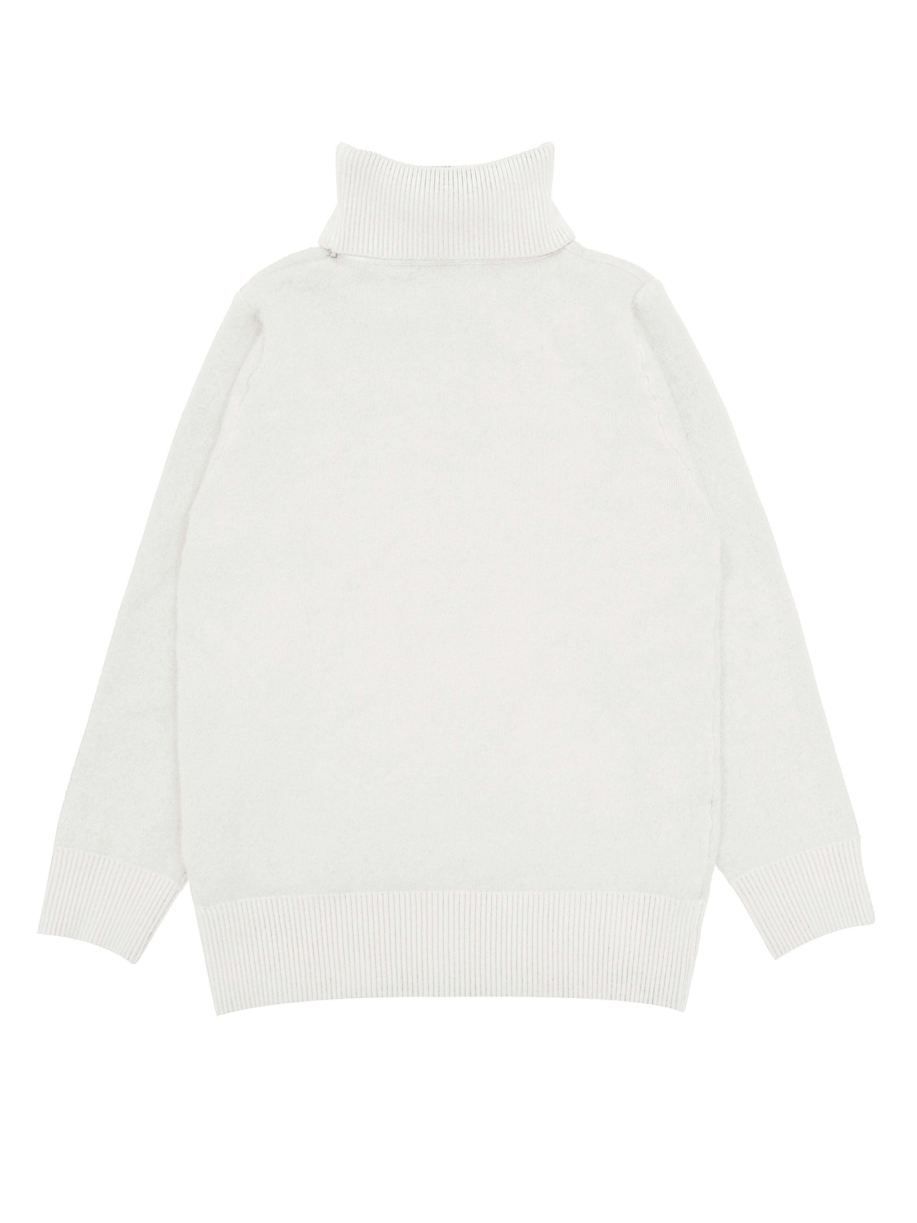 Wit gebreid trui met turtle neck en lange mouwen