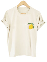 T-shirt dames wit met citroenprint vooraanzicht