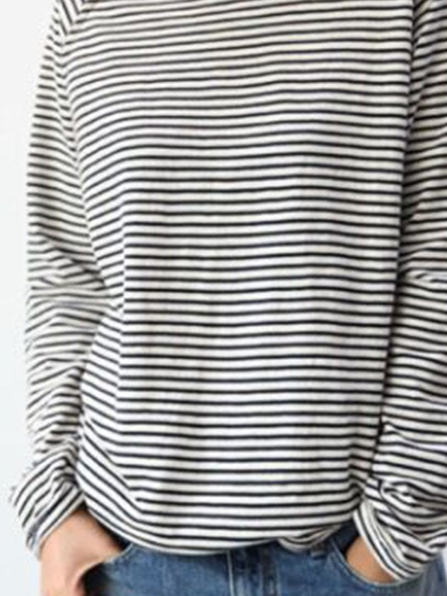 Black and white striped long-sleeve shirt front view
