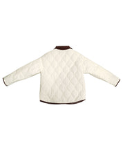 Damesjas wit met ruitpatroon en donkere details achterzijde