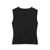 Zwart mouwloos gilet dames rugzijde
