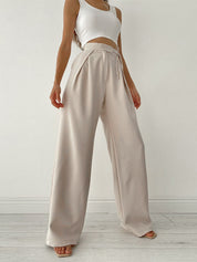 Pantalon met hoge taille lichtgrijs met riempje front view