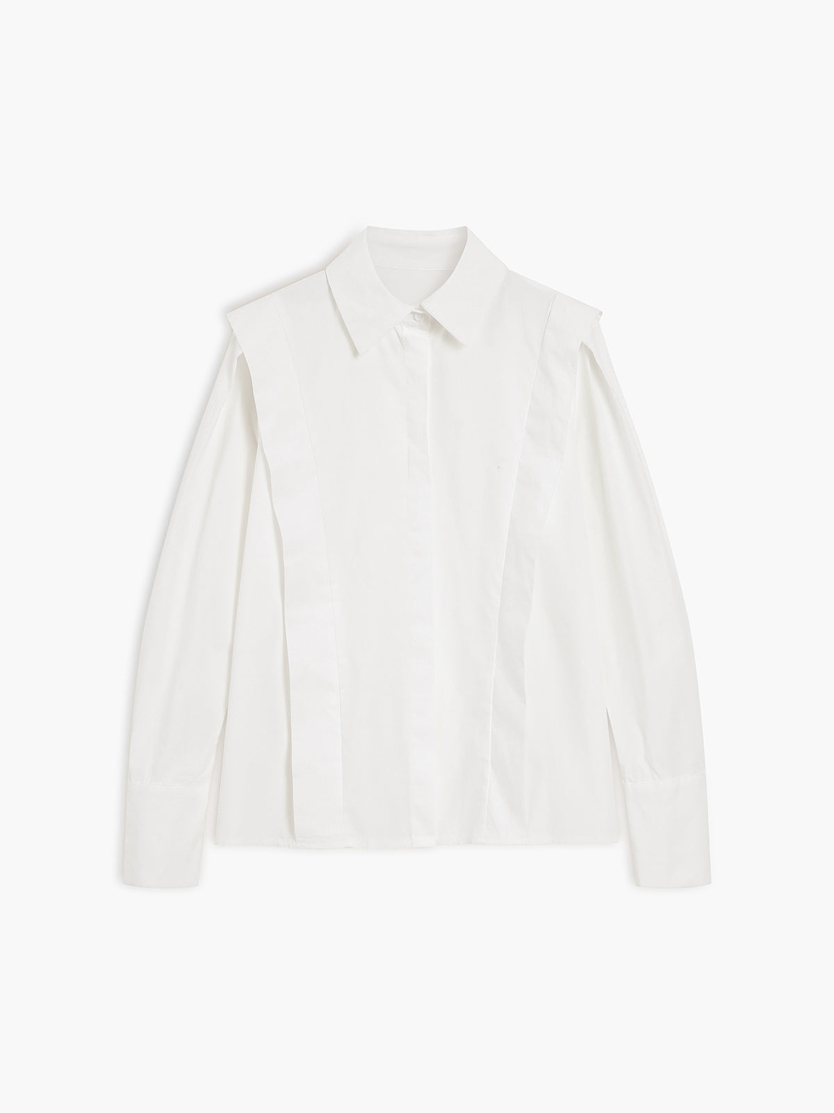 White blouse with collar and buttons front view
