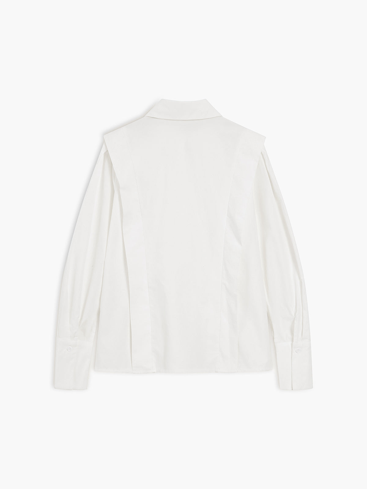 White blouse with buttons and cuffs back view
