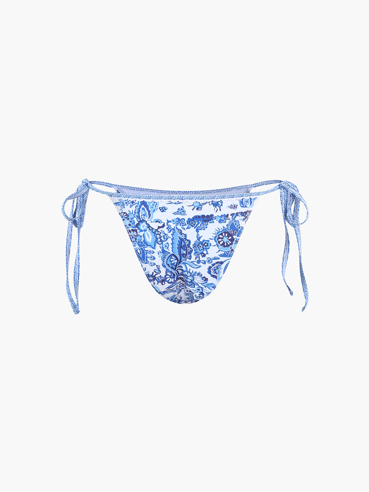 Bikinibroekje blauw met print en strikken detail