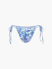 Bikinibroekje blauw met print en strikken detail