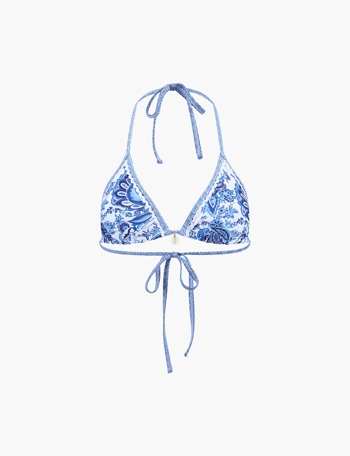 Bikinibroekje blauw met print en strikzijde