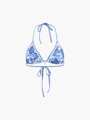Bikinibroekje blauw met print en strikzijde