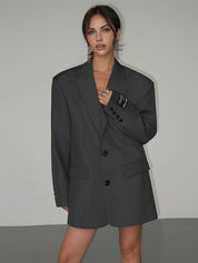 Damesblazer zwart oversized front view
