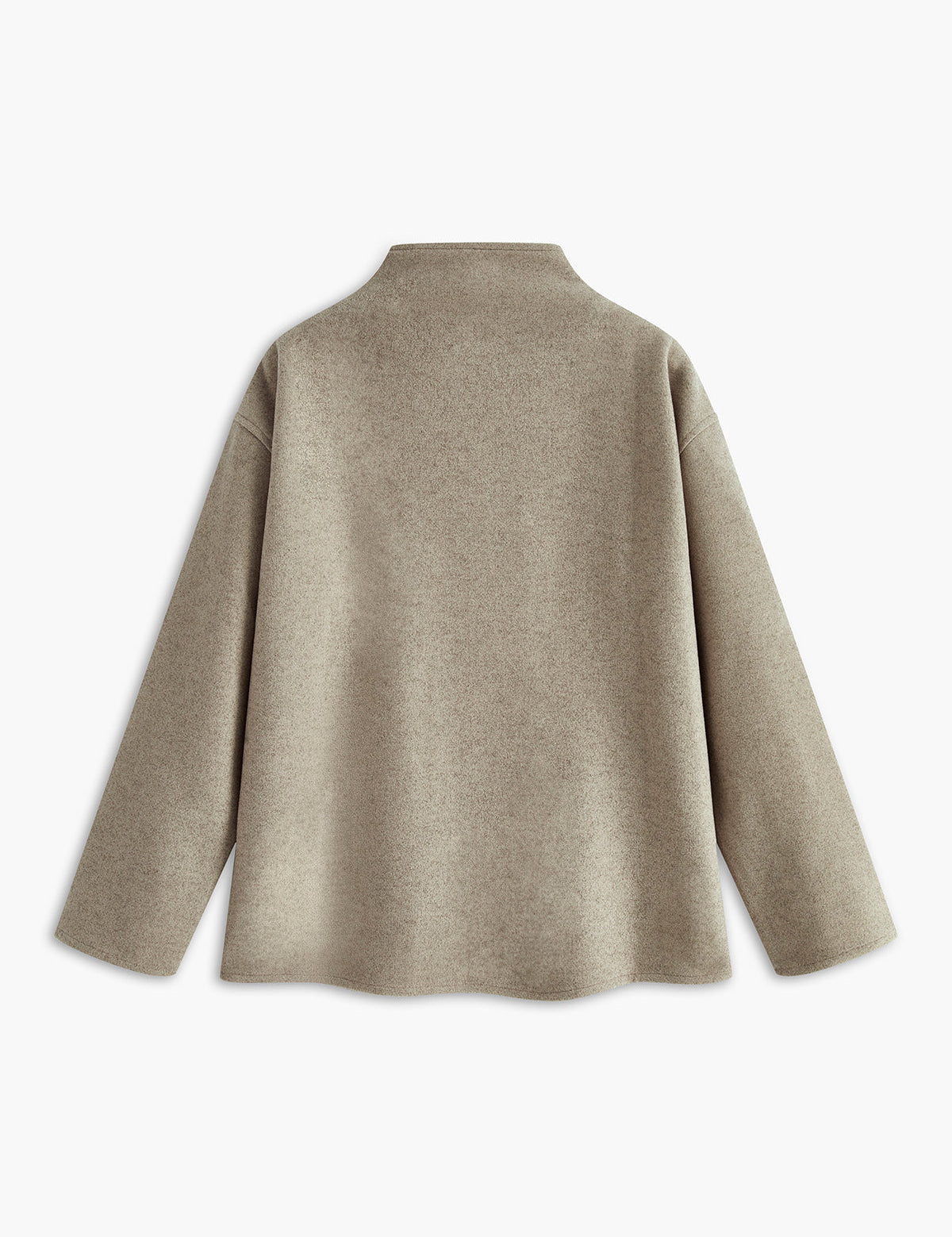 Oversized button-down jas beige achterzijde