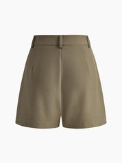 Korte broek met hoge taille taupe front view