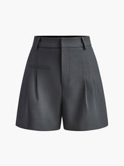 Korte broek met hoge taille donkergrijs front view