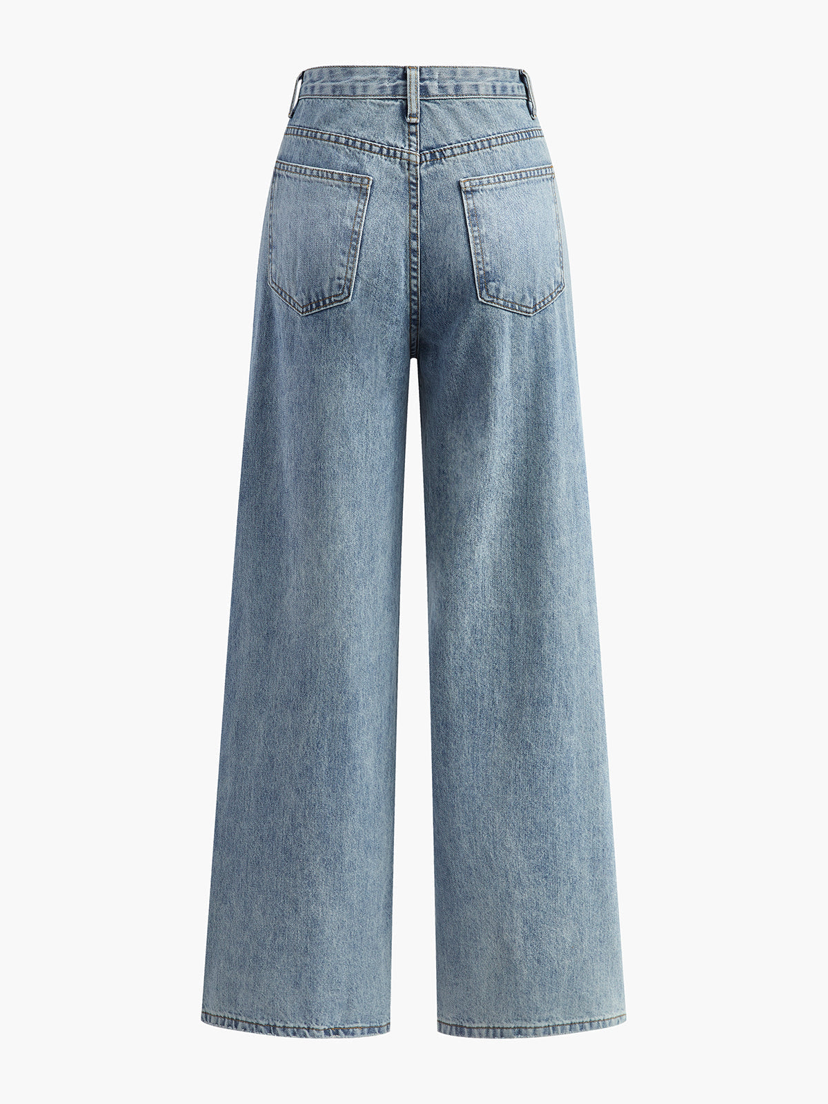 Dames jeans asymmetrisch model lichtblauw denim achterzijde