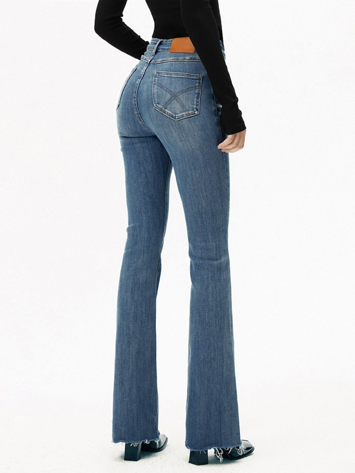 Flared jeans light blue back view
