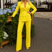 Blazerpak geel met dubbele knopen front view