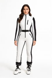 Ski pak wit met zwarte accenten front view