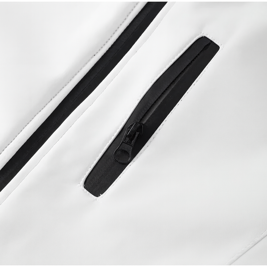 Ski jas wit met zwarte rits detail