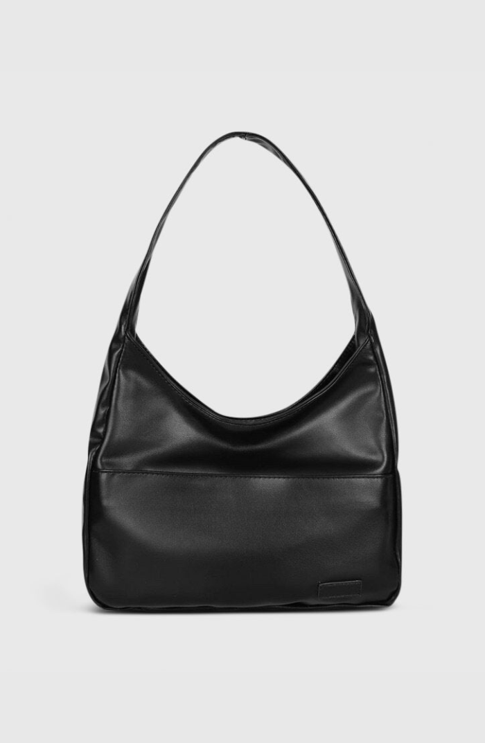 Black slouchy hobo bag studio front view
