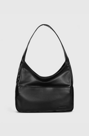 Black slouchy hobo bag studio front view