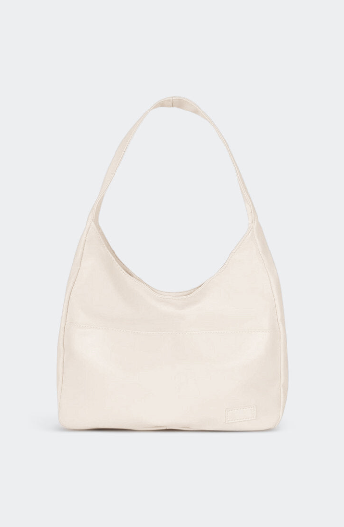 Cream slouchy hobo bag studio front view
