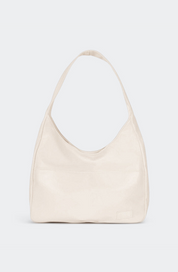 Cream slouchy hobo bag studio front view