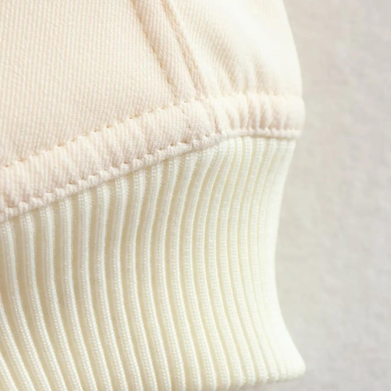 Bomberjack beige met elastische zoomdetail close-up