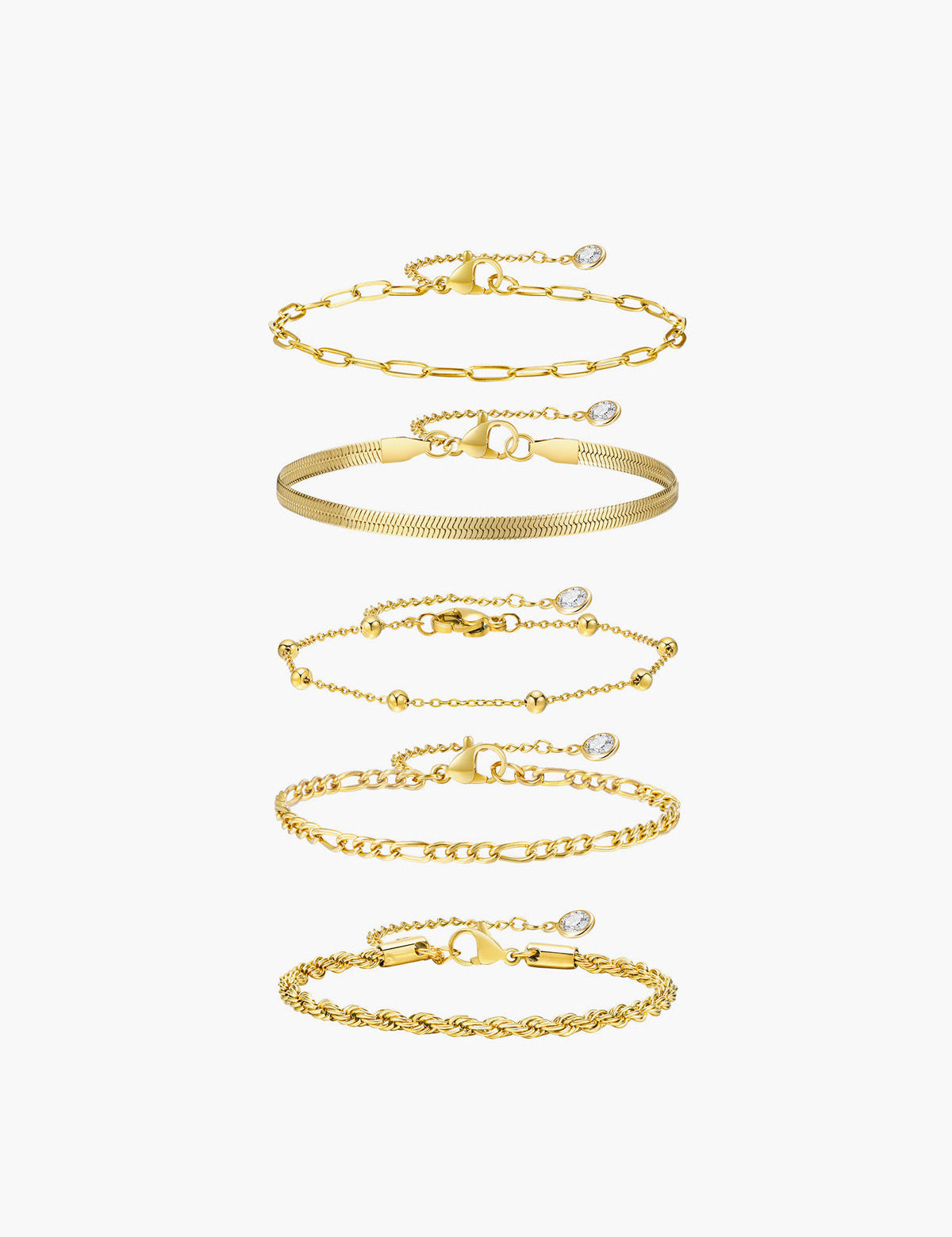 Armbanden set goudkleurig met verschillende ontwerpen en details