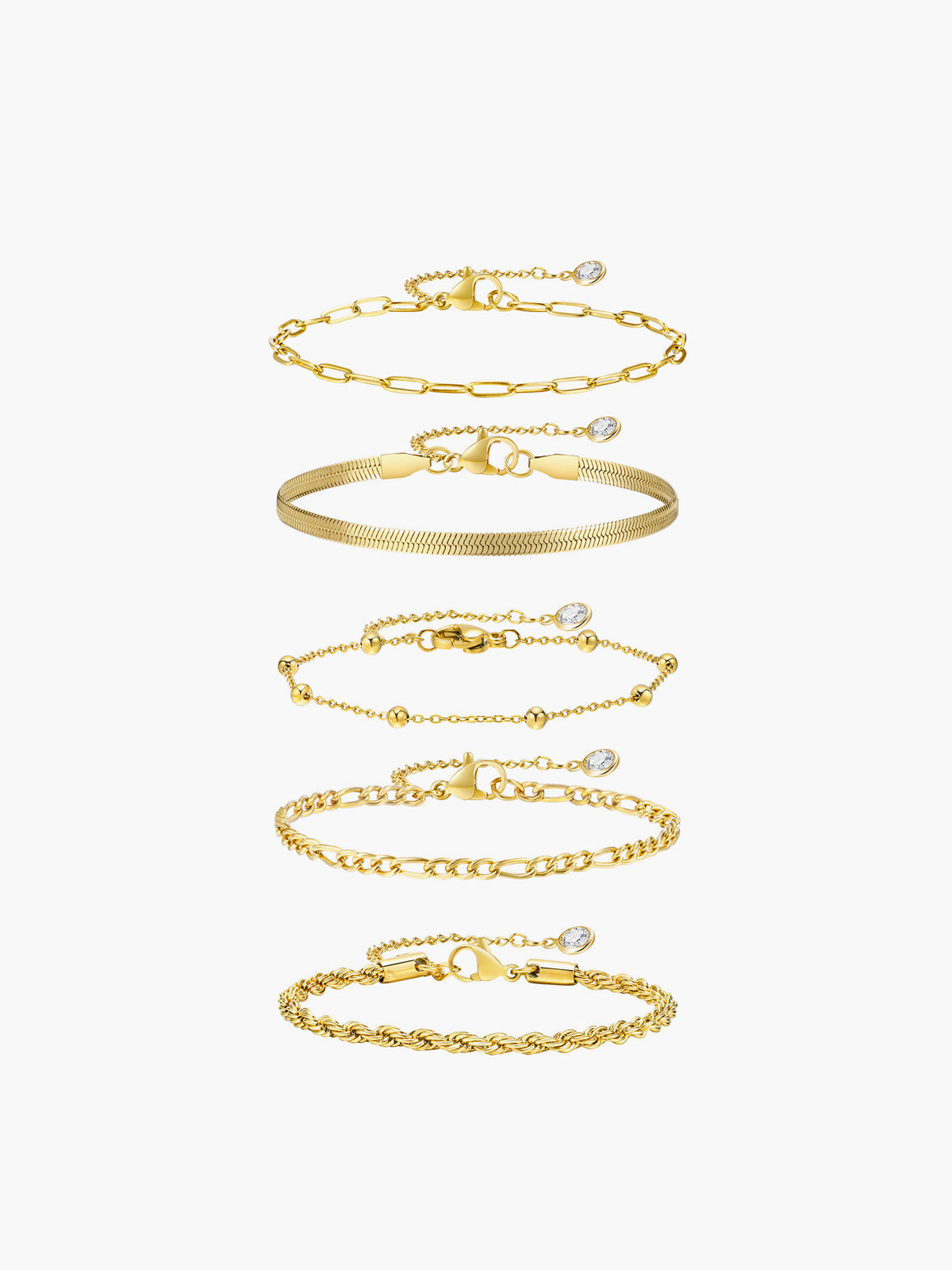 Armbanden set goudkleurig met verschillende ontwerpen en details