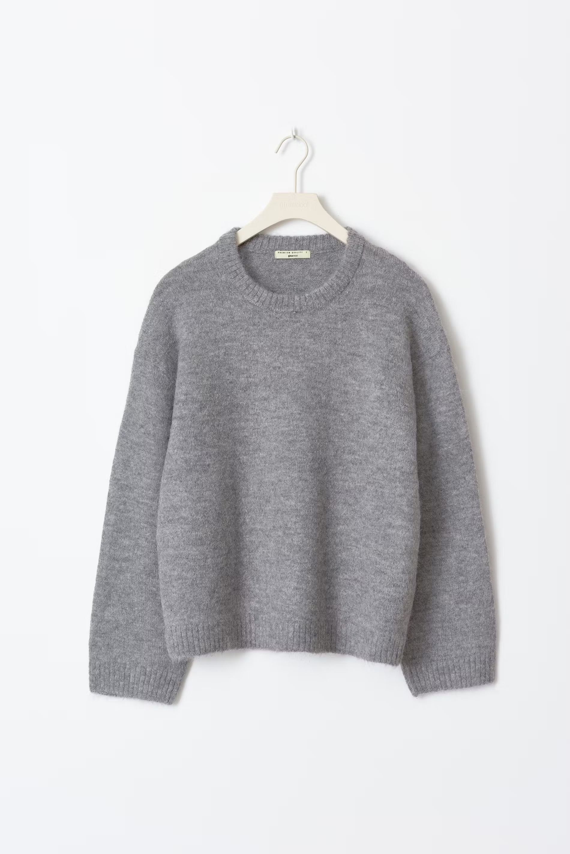 Trui grijze gebreide dames sweater front view