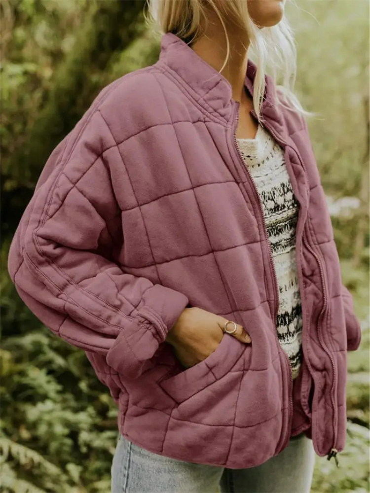 Damesjas roze quilted achterzijde