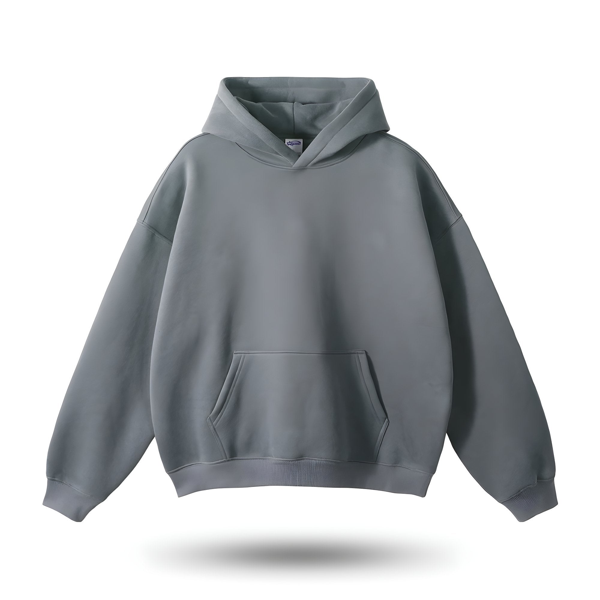 Gray hoodie with pockets, isolated front view